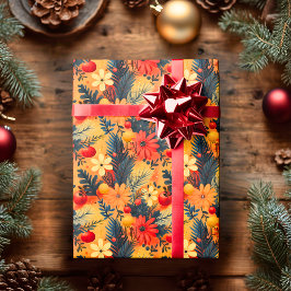 Anpassad Varm Blommig och Tall Julförpackning Presentpapper