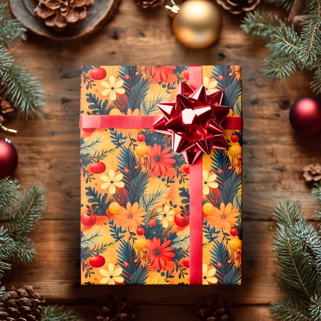 Anpassad Varm Blommig och Tall Julförpackning Presentpapper (Skapare uppladdad)