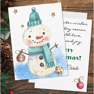 Anpassad, Varmt Vinterönskan Snömannen God Jul Julkort
