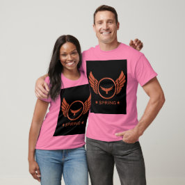 Anpassad vårtextnamn med guldörnvingar Rosa T Shirt