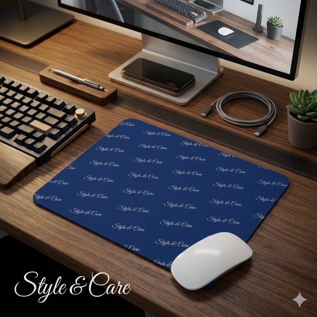 Anpassad varumärkesmönster Navy Musmatta Kontors T (Custom Brand Pattern Navy Mouse Pad Office Accessory)
