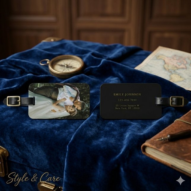 Anpassad väskemärke för bröllop med parets foto bagagebricka (Custom Wedding Luggage Tag with Couple’s Photo)