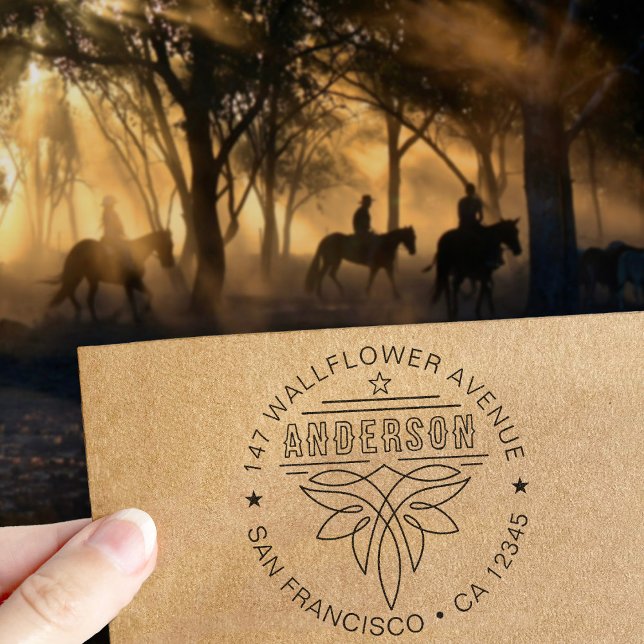 Anpassad västerländsk cowboy-stövel familj återvän självfärgande stämpel (Skapare uppladdad)