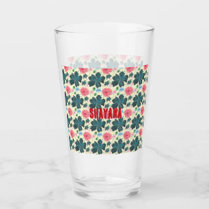 Anpassad vattenfärg blommig mönstergåva glaskopp