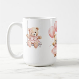 Anpassad Vattenfärg Nallebjörn Flicka 1-års Födels Kaffemugg