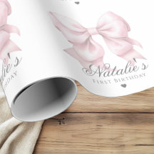 Anpassad vattenfärgsdamm Rosa Bow 1:a födelsedag