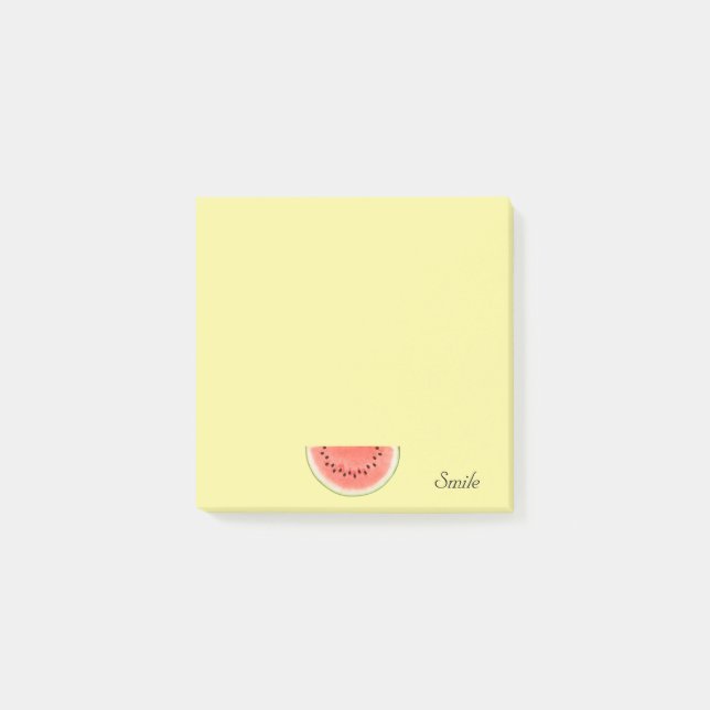 Anpassad vattenmelonfrukt på gul bakgrund post-it block (Framsida)