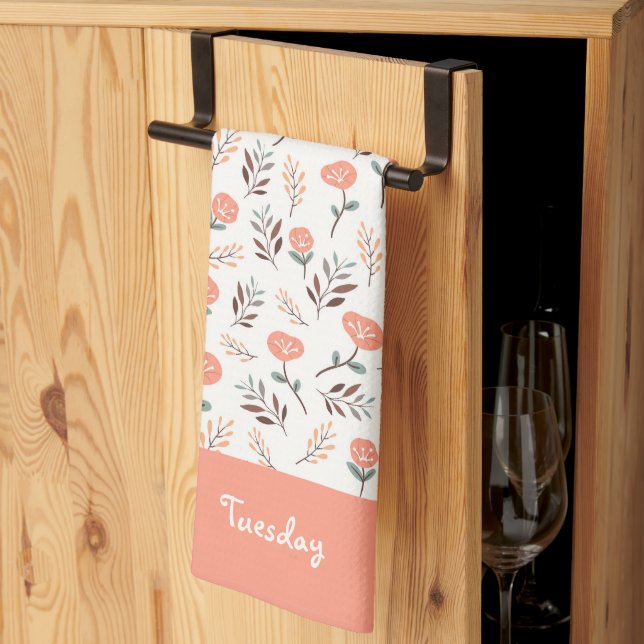 Anpassad veckodags handduk – Röda vallmoblommor Kökshandduk (Thirds Fold)