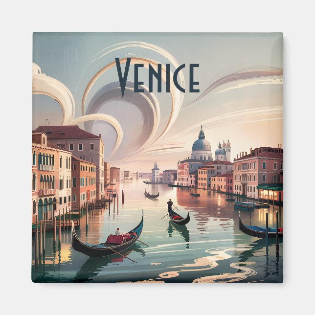 Anpassad Venedig Italien Akvarell Gondol Stadsscen Magnet (Framsidan)
