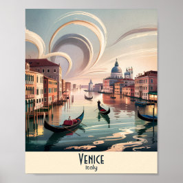 Anpassad Venedig Italien Gondol Kanal Akvarell Ret Poster