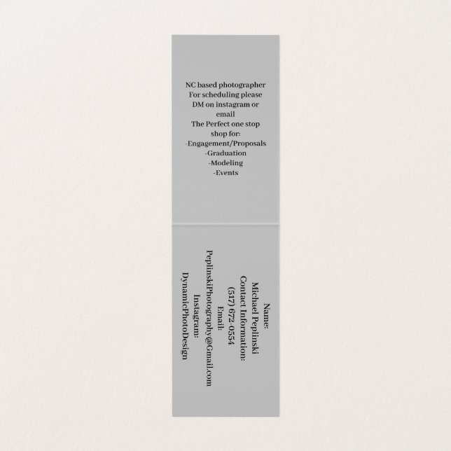 Anpassad vertikal tältvikning vikt visitkort (Insida ovikt)