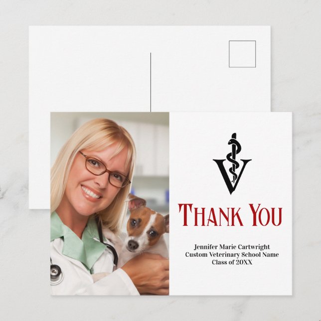 Anpassad veterinär foto veterinär tack vykort (Fram/baksida)