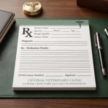 Anpassad veterinär RX-receptblock DVM redigerbar