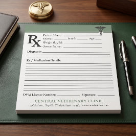 Anpassad veterinär RX-receptblock DVM redigerbar Anteckningsblock