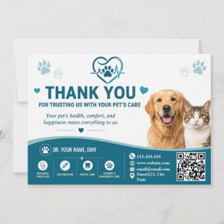 Anpassad veterinär tackkort med QR-kod Tack Kort