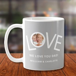 Anpassad Vi älskar dig Pappa Foto Grå Kaffemugg