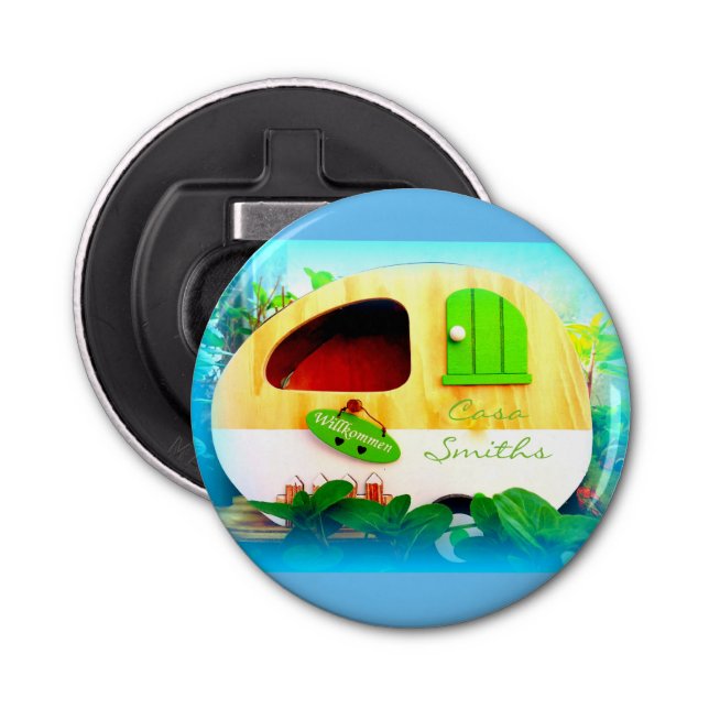 Anpassad videokamera för retro-Vintage (blått) Flasköppnare (Framsidan)