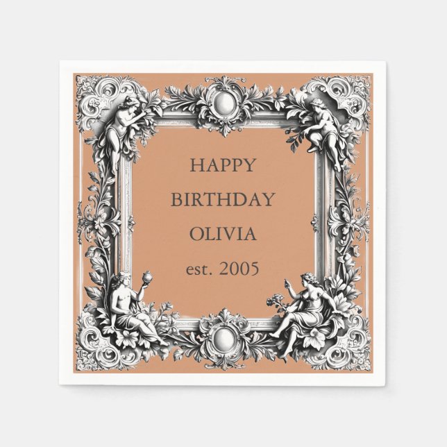 Anpassad viktoriansk rullningsram – lera terrakott pappersservett (Framsidan)