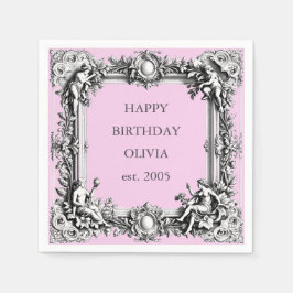 Anpassad viktoriansk rullram duk - rosa pappersservett