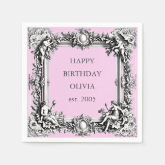 Anpassad viktoriansk rullram duk - rosa pappersservett