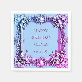 Anpassad viktoriansk rullram, Elegant blå rosa Pappersservett