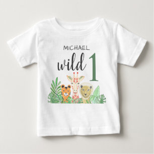 Anpassad Vild för namn ett ungle Animals Greenery T Shirt