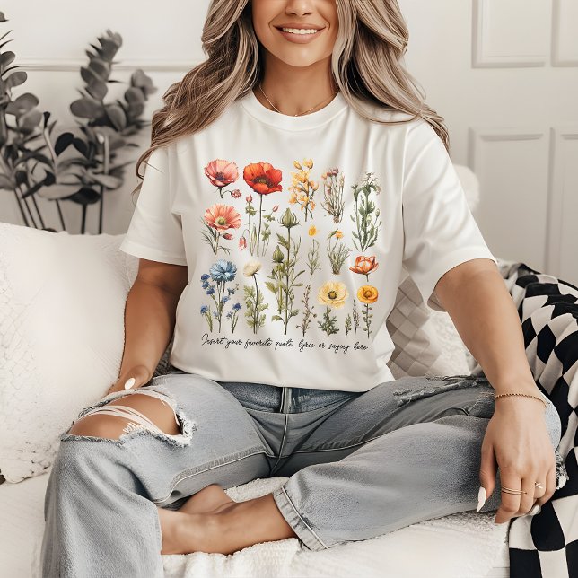 Anpassad Vilda Blommor Tröja, Mors Dags Present, M T Shirt (wildflowers shirt, custom text shirt, Mother’s Day shirt, women’s gift shirt, gift for mom, mom gift)