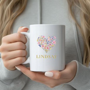Anpassad Vildblomma Hjärtan Namn Mugg