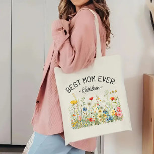 Anpassad vildblommor-handväskor, Bästa mamman någo Tygkasse