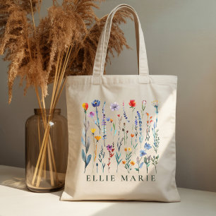 Anpassad vildblommor shoppingväska present till br tygkasse