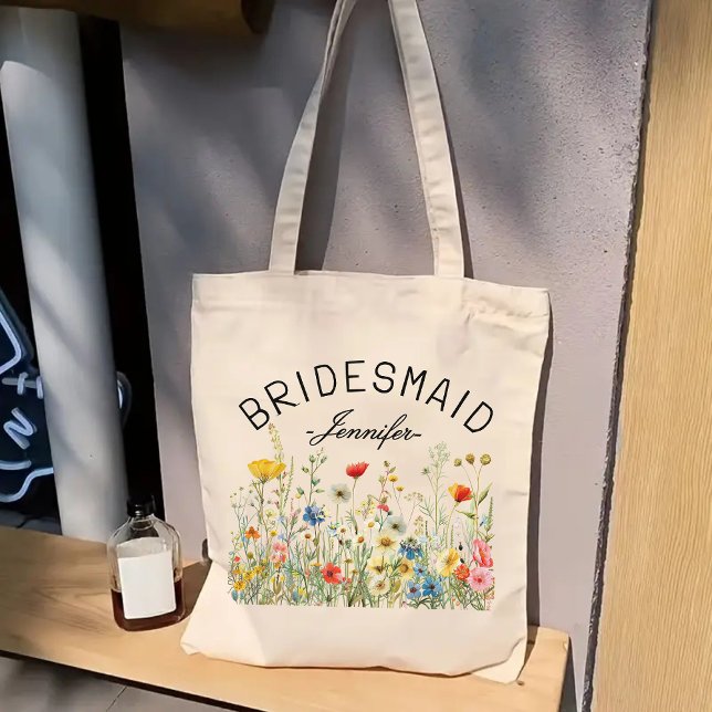 Anpassad vildblommspåse, Brudtärna-förslag gåva Tygkasse (Skapare uppladdad)