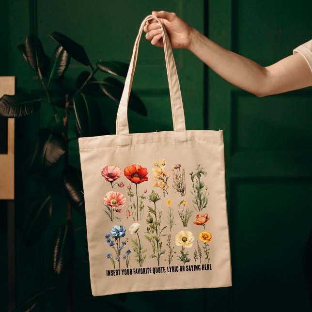 Anpassad vildblommspåse, födelsedagspresent till M Tygkasse (wildflowers tote bag, custom bag for mom, custom tote bag, Mother’s Day gift, birthday gift for mom)