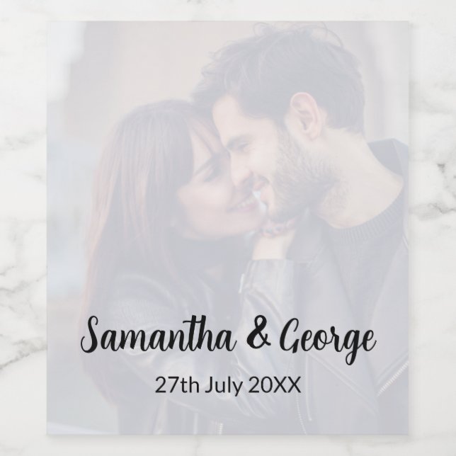 Anpassad vinflaska för bröllop med foto etikett (Singel etikett)