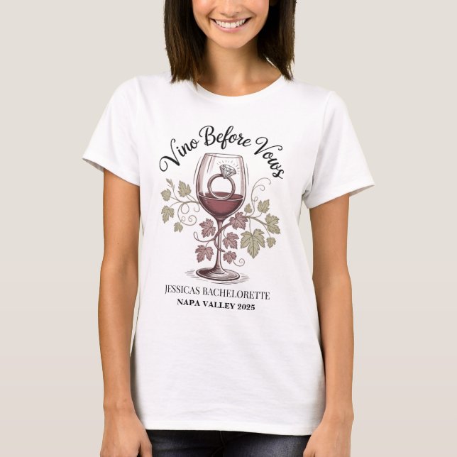 Anpassad Vino Innan Löften Napa Brud Sjungande Bak T Shirt (Framsida)