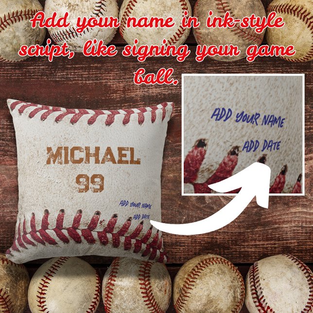Anpassad Vintage Basebollpresent - Personlig  Kudde (Personalized Baseball Gift throw pillow, Custom baseball gift with name  gift for baseball lover)