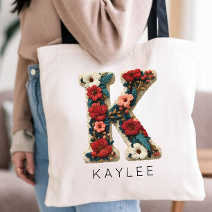 Anpassad Vintage Botanisk Monogrampresent Till Mam Tygkasse