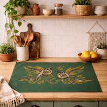 Anpassad Vintage Fågel Blommig Grön