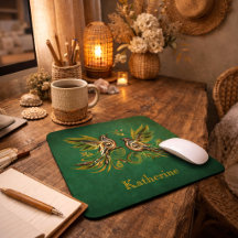 Anpassad Vintage Fågel Blommig Grön