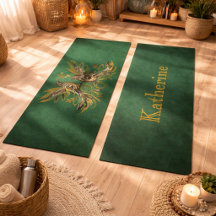 Anpassad Vintage Fågel Blommotiv Grön