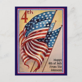 Anpassad Vintage för namn Fjärde juli Patriotic Fl Vykort