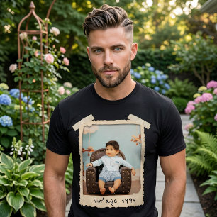 Anpassad Vintage Foto Födelsedag T Shirt
