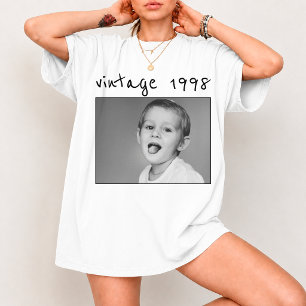 Anpassad Vintage Foto Och År Nostalgisk Födelsedag T Shirt