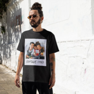 Anpassad Vintage Foto Och År Svart T Shirt