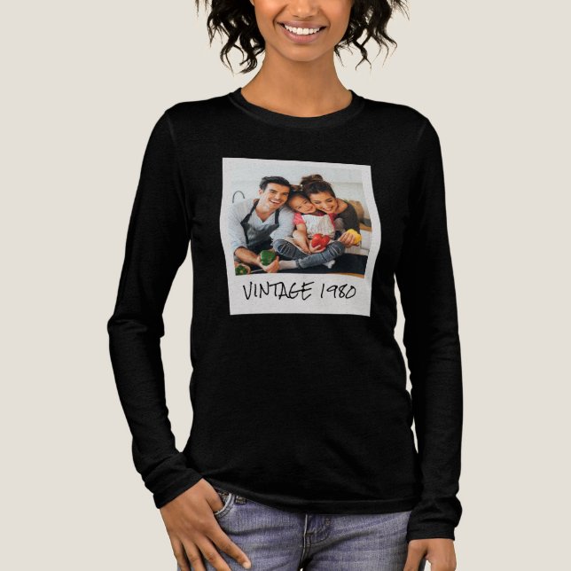 Anpassad Vintage Foto Och År  T Shirt (Framsida)