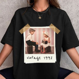 Anpassad Vintage Foto Och Års Födelsedag Customaze T Shirt