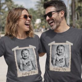 Anpassad Vintage Foto T-Shirt, Födelsedags År T Shirt