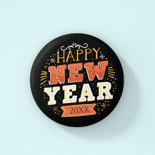 Anpassad Vintage Gott Nytt År-design Unik Knapp