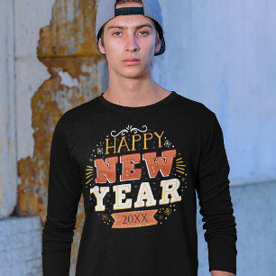 Anpassad Vintage Gott Nytt År-design Unik T Shirt