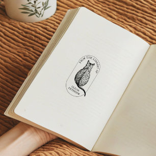 Anpassad Vintage Katt Från Biblioteket Stämpel