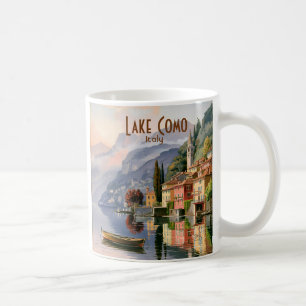Anpassad Vintage Lake Como Italien Akvarell Resa Kaffemugg